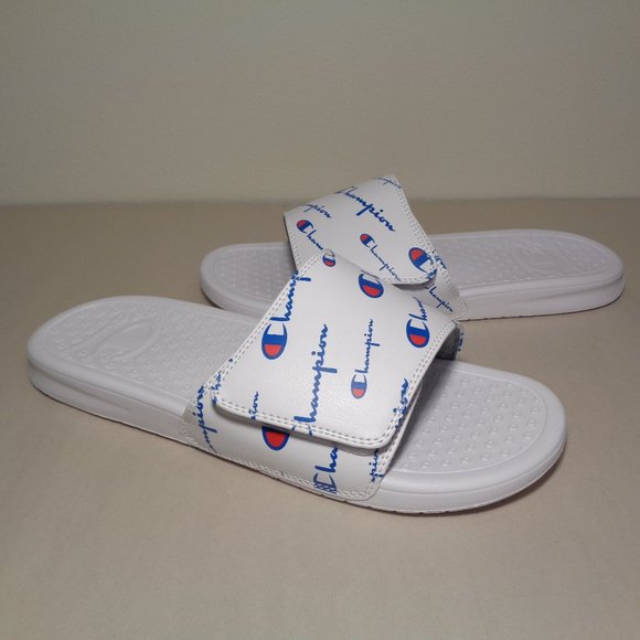 Champion Size 13 M LOGO SLIDE White Sandals New Men\'s Shoes